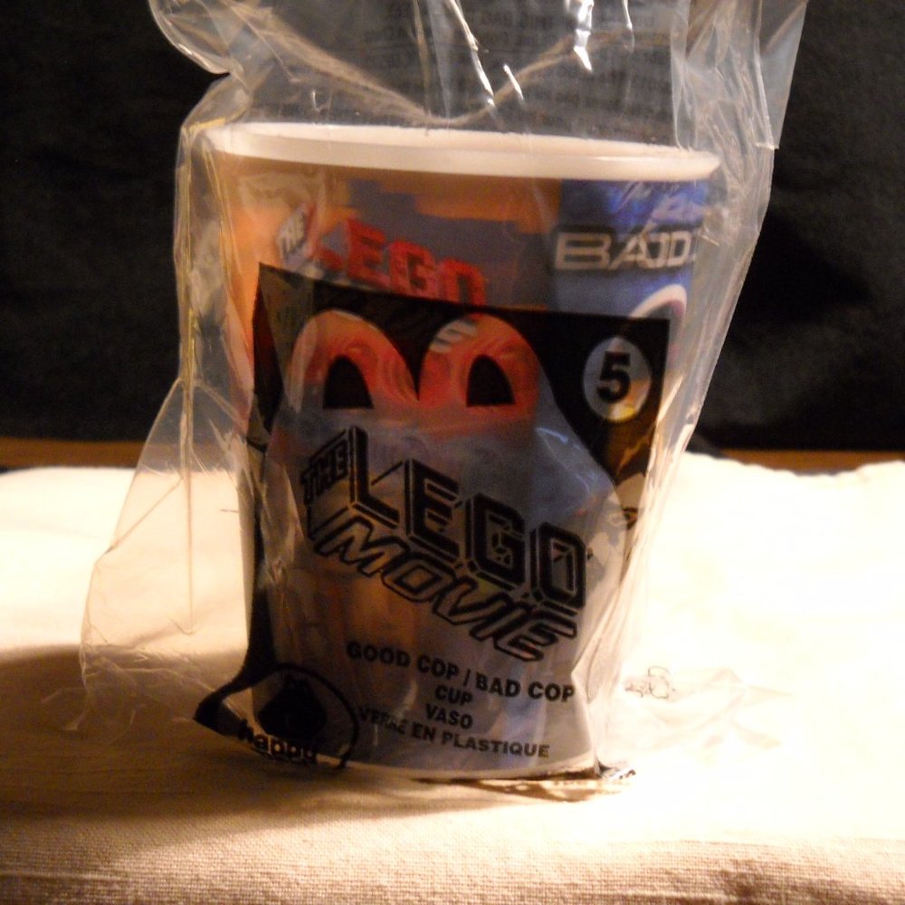 The Lego Movie 2013 McDonald's Holographic Cup Good Cop Bad Cop. NEVER opened - Picture 6 of 6